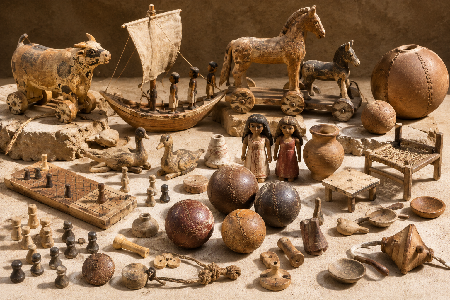 Ancient Egyptian children's toys discovered by archaeologists