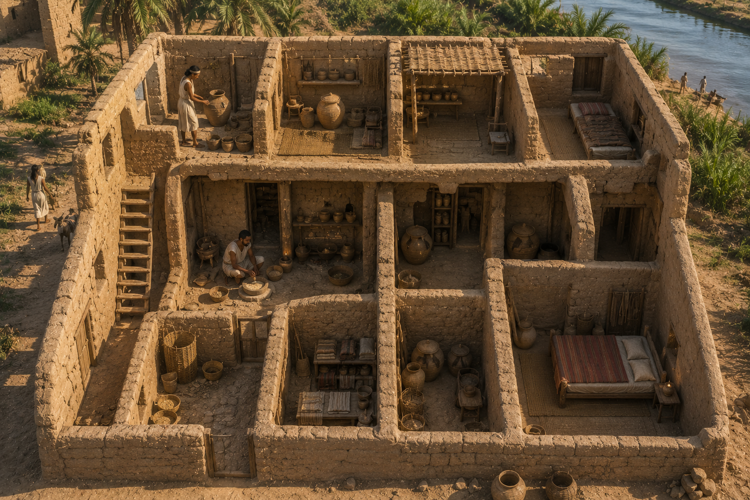 Interior layout of an ancient Egyptian house