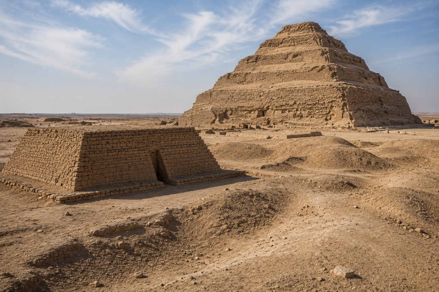 Evolution from mastaba to pyramid in ancient Egypt