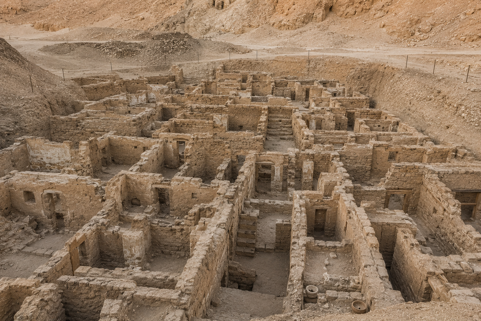 Excavated houses at Deir el-Medina