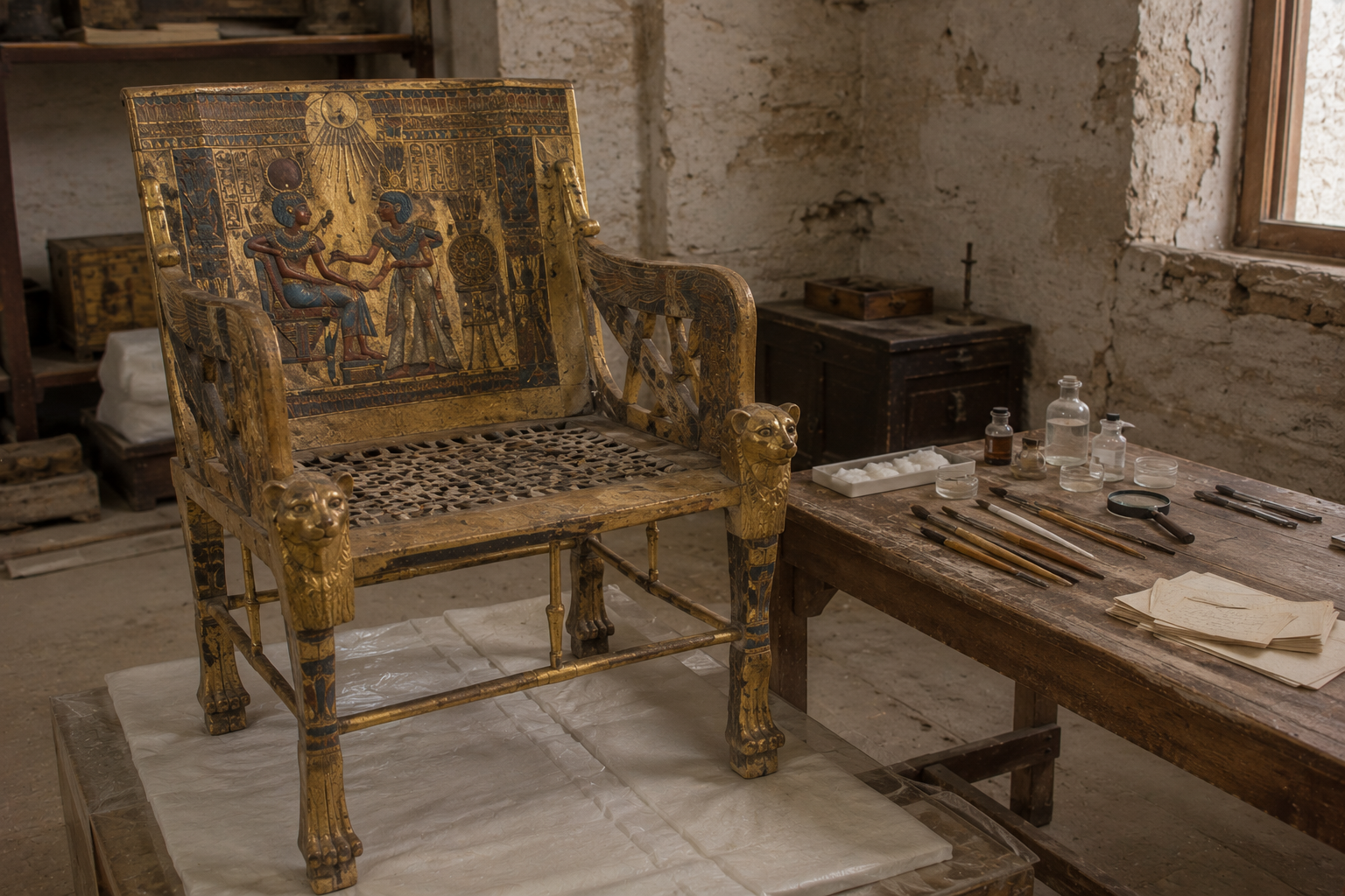 Early conservation of ancient Egyptian furniture from Tutankhamun's tomb