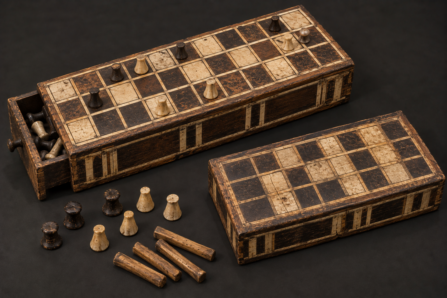 Ancient Egyptian Senet and Twenty Squares game boards