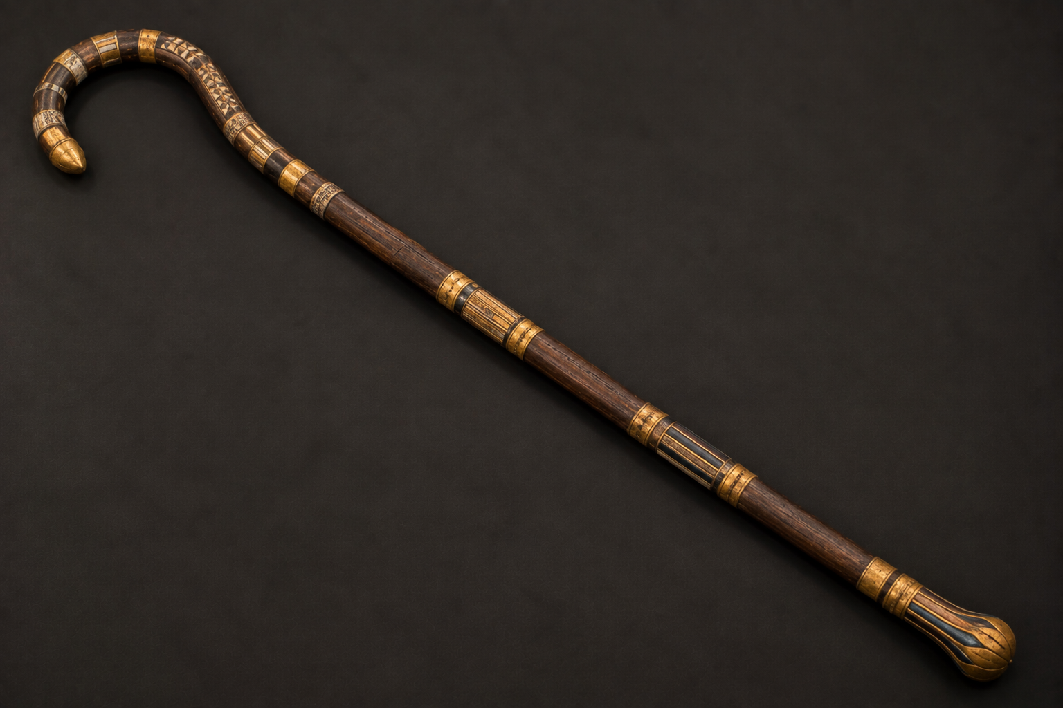 Decorated royal staff inspired by ceremonial staffs from Tutankhamun's tomb